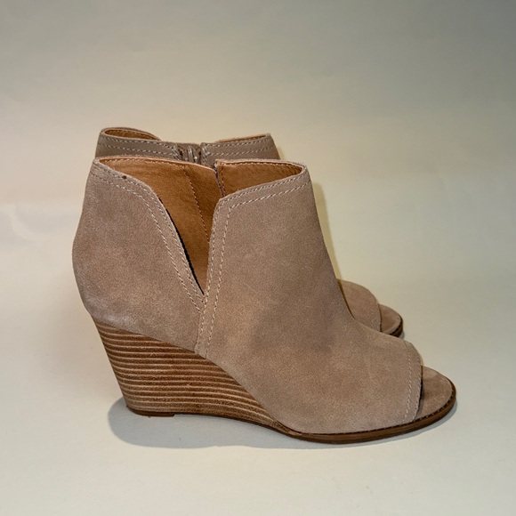Lucky Brand Taupe Peep-Toe Wedge Booties - Picture 2 of 2